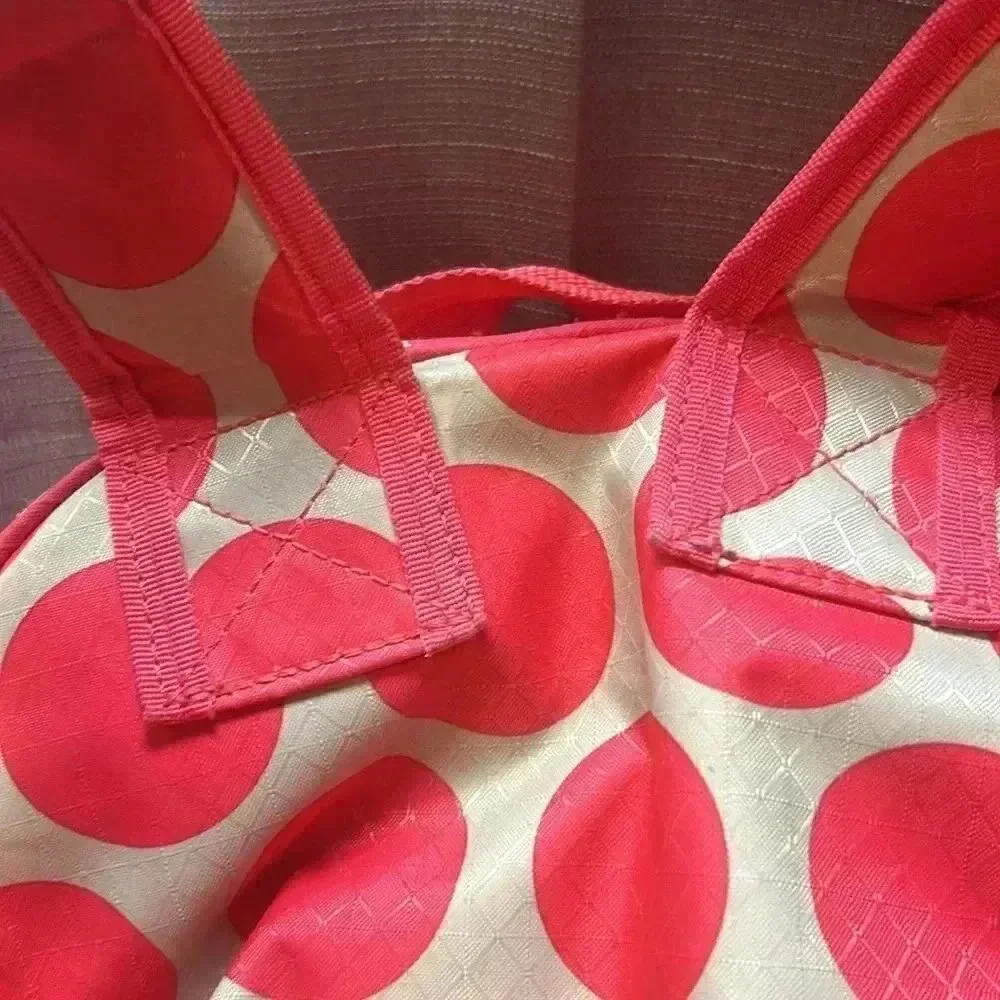 Thirty-One Mod Coral Polka Dot backpack Monogram M